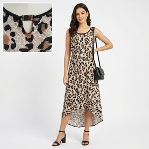 NY Collection Leopard Print High Low Dress Size M